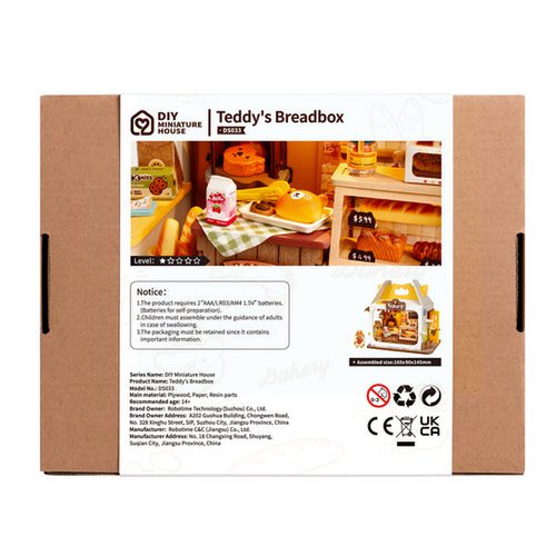 Robotime, DIY Huisje Teddy's Breadbox, DS033, 16x9x14,5cm