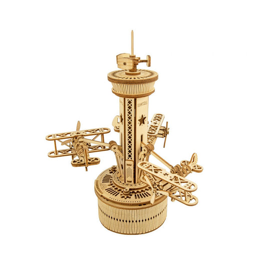 Muziekdoos Hout DIY 3D Puzzel Airplane Control Tower, Robotime