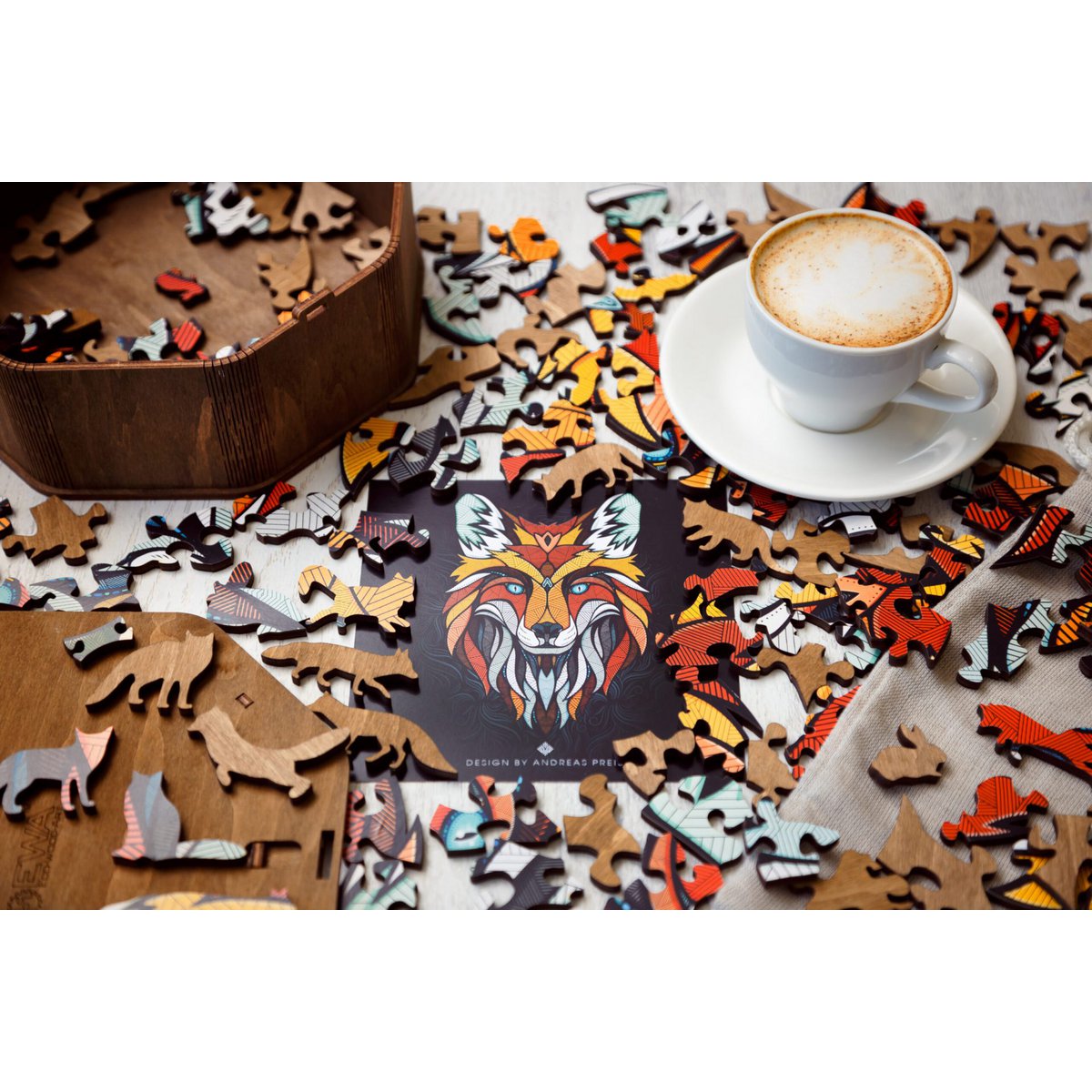 Eco Wood Art (EWA) Houten Legpuzzel, Vos/ Fox, Houten Doos