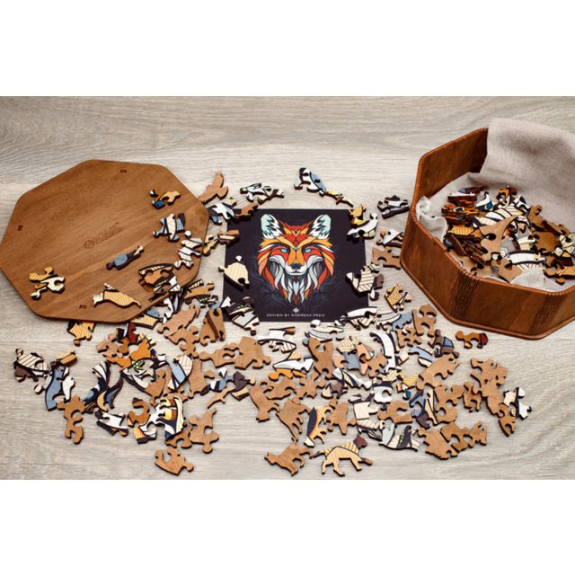 Eco Wood Art (EWA) Houten Legpuzzel, Vos/ Fox, Houten Doos
