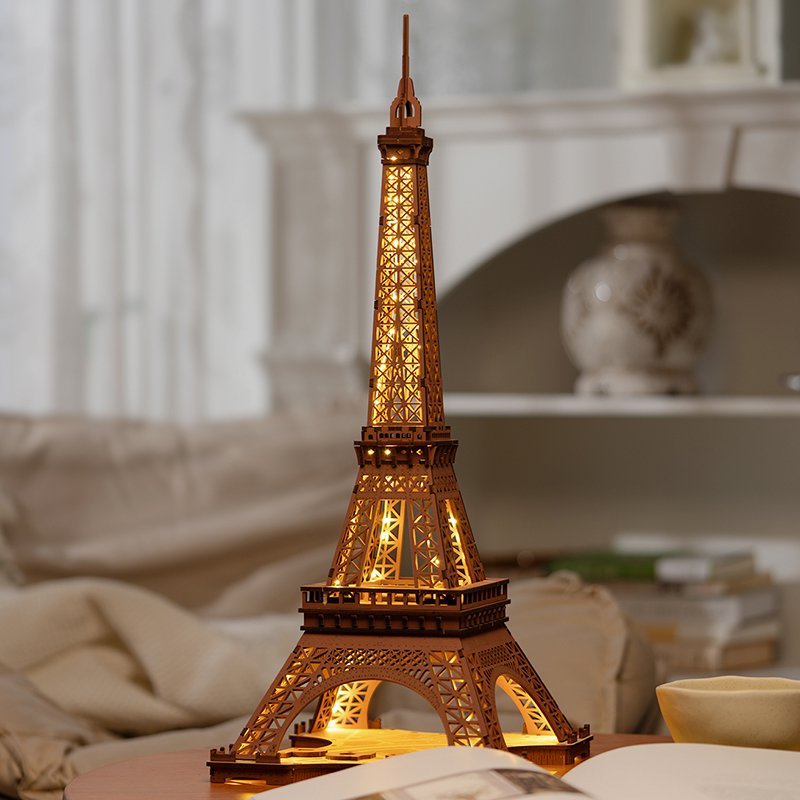 Robotime, 3D Houten Puzzel Night of the Eiffeltoren, TGL01, 22x21,3x53cm
