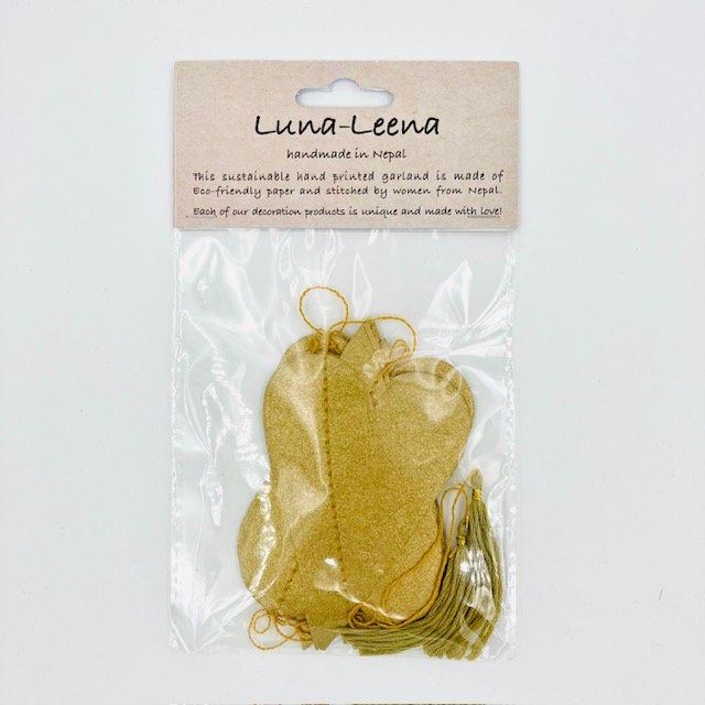 Luna-Leena slinger hart - Ecopapier goud - Handgemaakt in Nepal