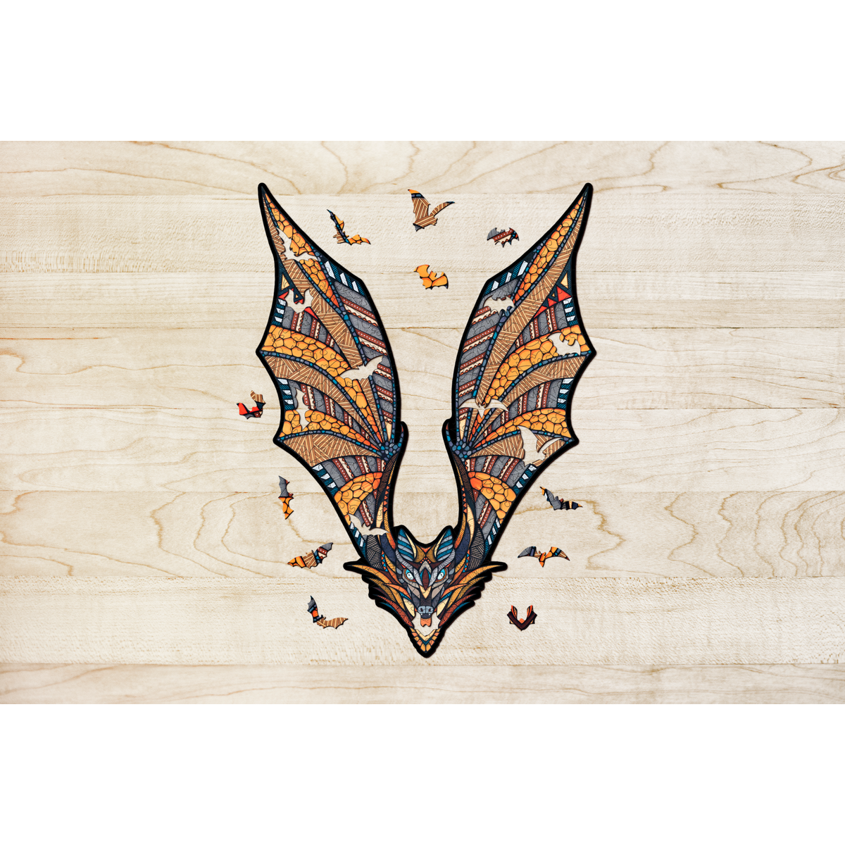 Eco Wood Art (EWA) Houten Legpuzzel Vleermuis/ Bat, Size S