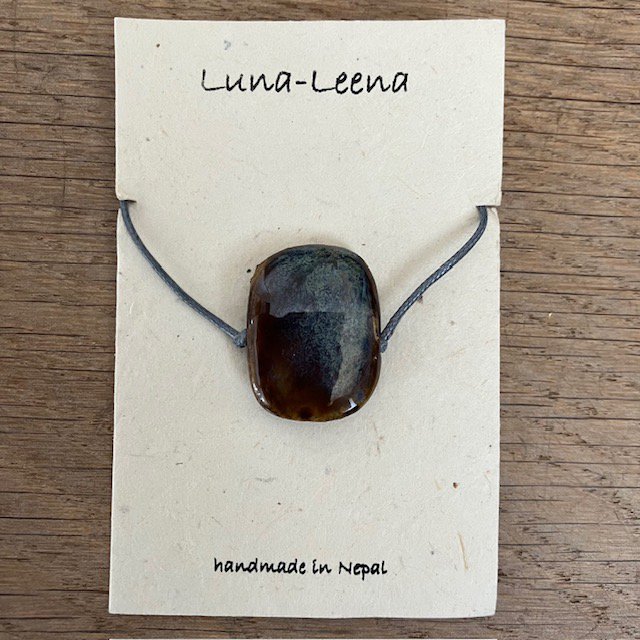 Luna-Leena armband Stone zwart/grijs - Handgemaakt in Nepal
