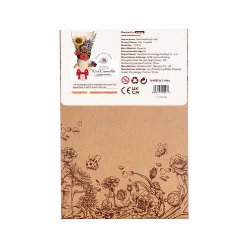 Robotime, DIY Houten Bloem Red Camellia, Rode Camelia, TW031, 11,5x6,5x2