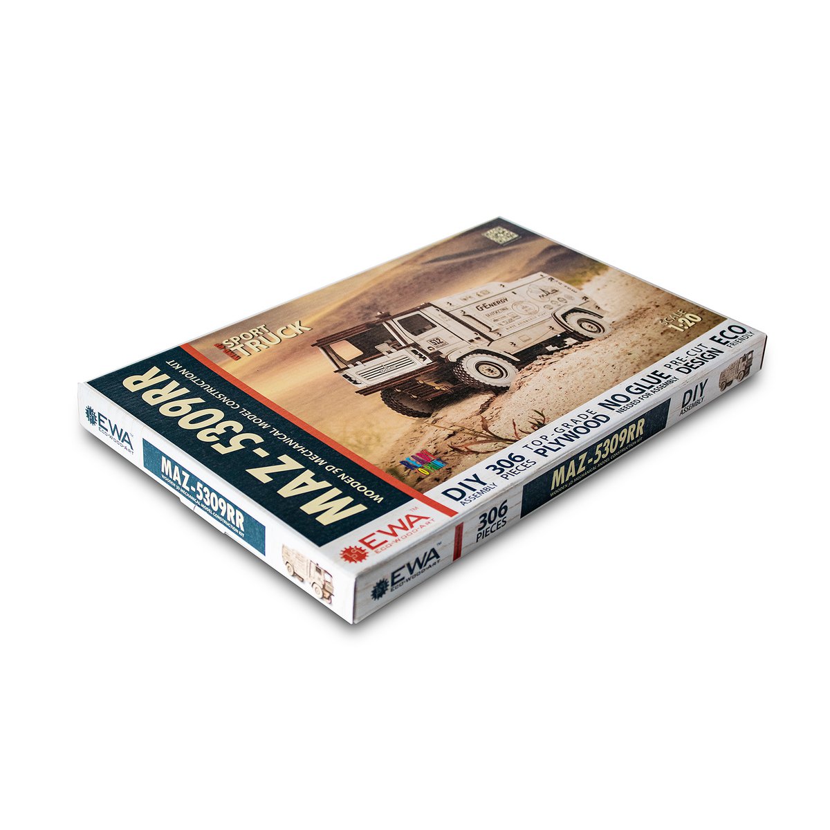 Eco Wood Art (EWA) 3D Mechanische Puzzel Sport Truck MAZ 5309RR