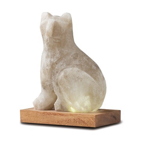 Himalaya Salt Dreams, USB Kat/ Cat, Grey Line, met Houten Voet, 42081, 13cm hoog
