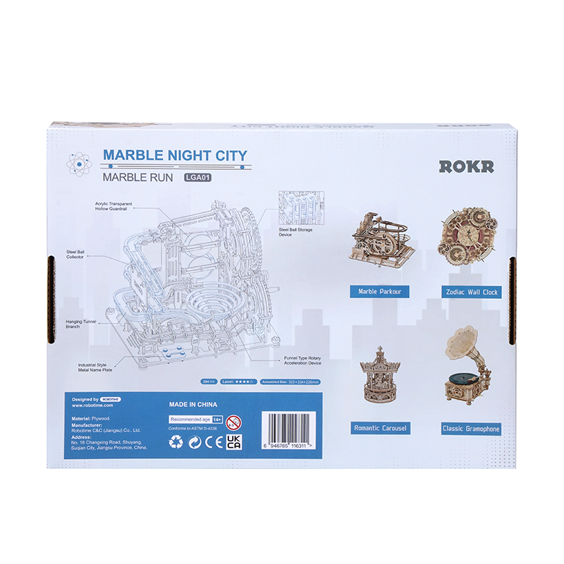 Robotime, 3D Houten Puzzel Knikkerbaan Marble Night City