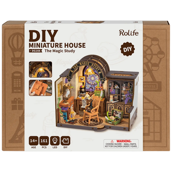 Robotime, DIY Huisje The Magic Study met LED verlichting, DG166, 21x13x19cm