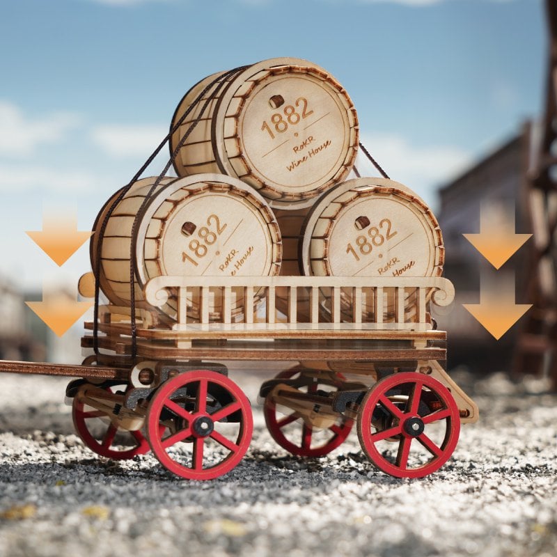 Robotime, 3D DIY Houten Modelbouwpakket Steam Engine, LKA01, 32x6x23,5cm