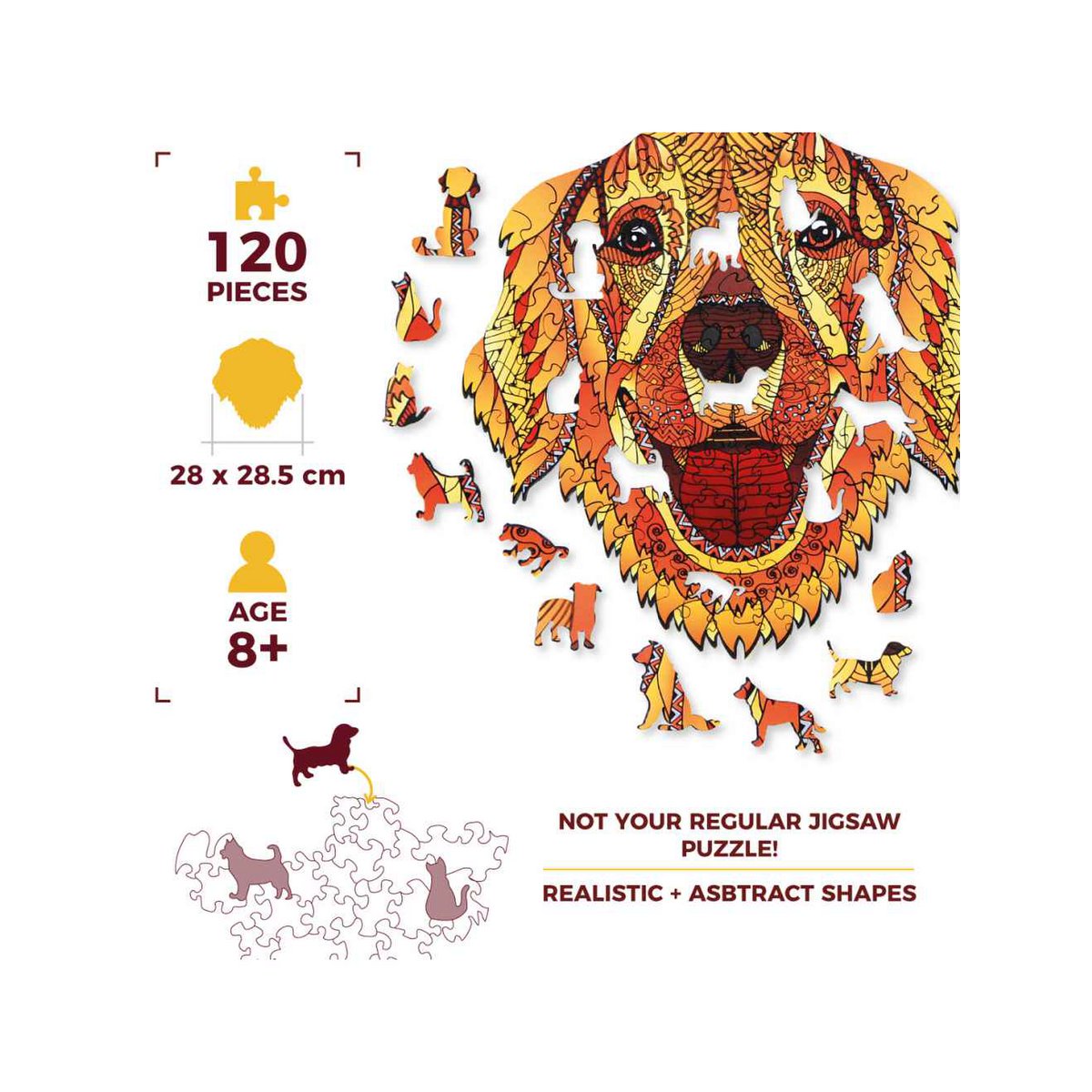 Logica Giochi Mandala Houten Legpuzzel Hond/ Dog, 24,7x28,5cm