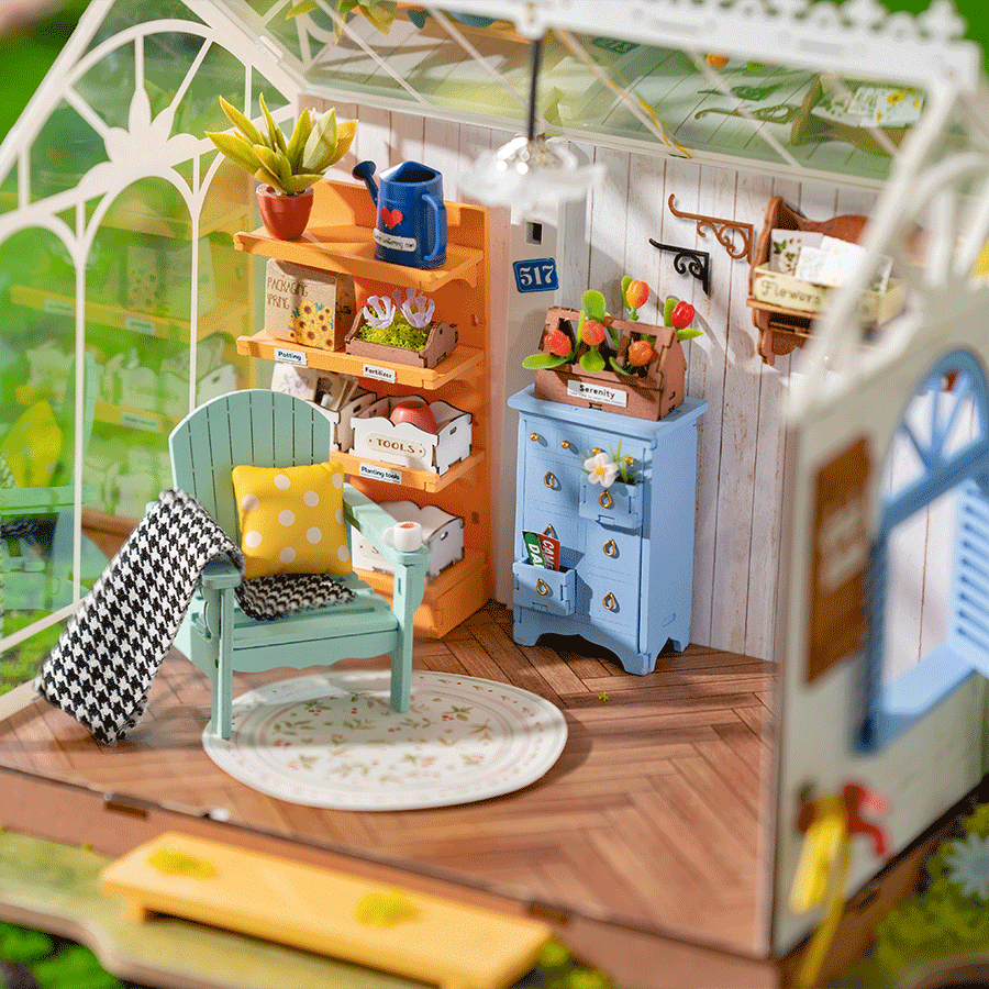 Robotime, DIY Dreamy Garden House met LED Verlichting, DG163, 19x19x24,5cm