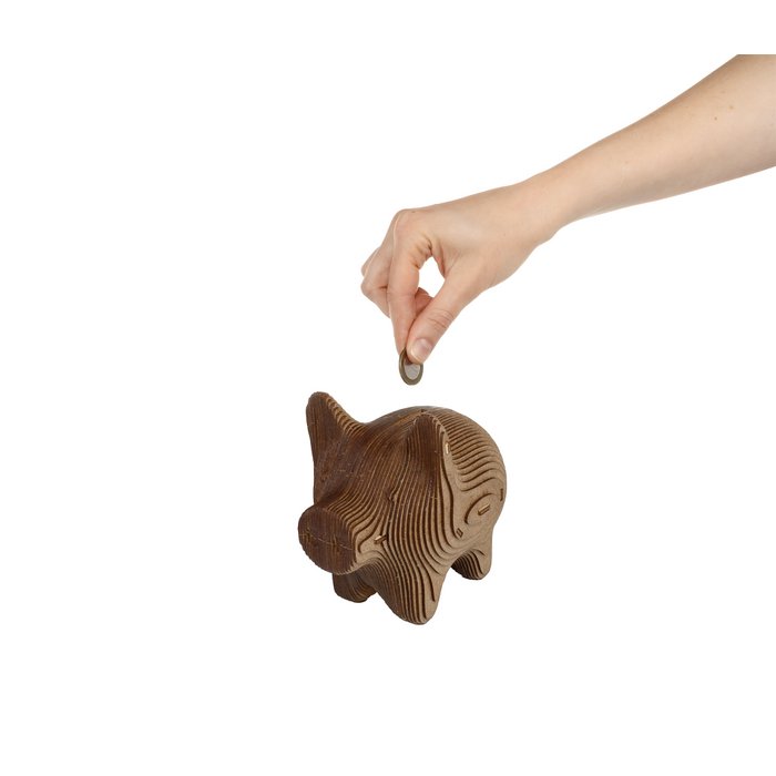 Eco Wood Art (EWA) 3D Houten Bouwset Spaarpot Varkentje/Pig, 3779, 16,3x10,4x13,9cm