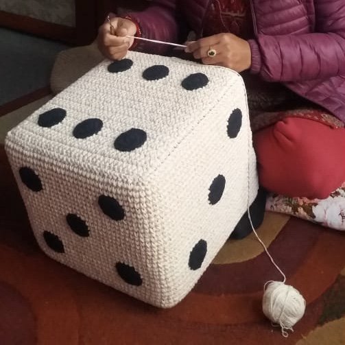 Luna-Leena poef dobbelstenen kinderen - Katoen - Handgehaakt in Nepal