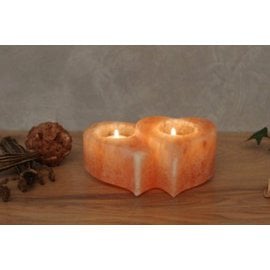 Himalaya Zoutkristal Salt Dreams Theelichthouder dubbel hart, 15.5 x 6 cm