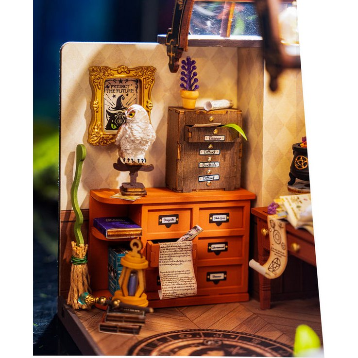 Robotime, DIY Huisje The Magic Study met LED verlichting, DG166, 21x13x19cm