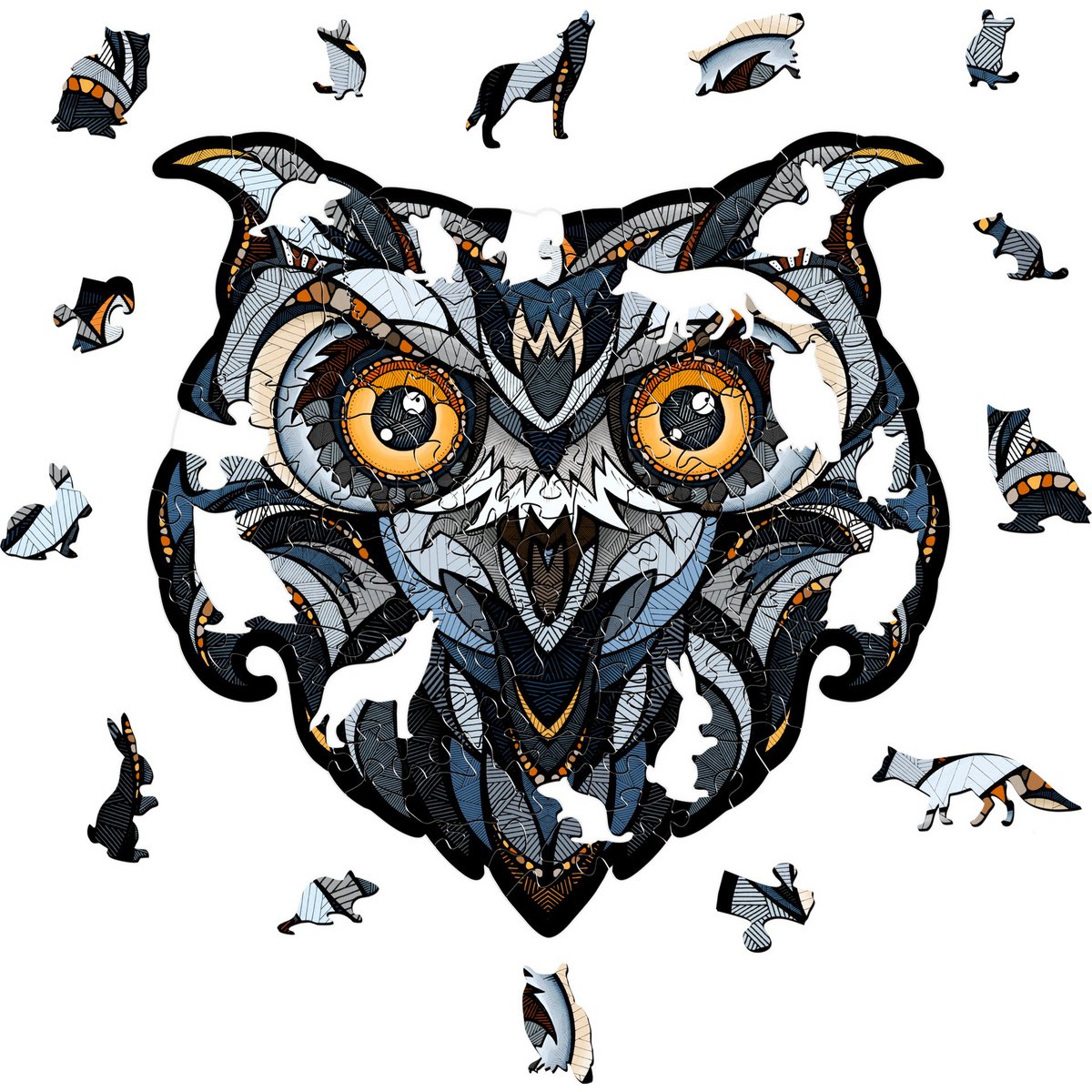 Eco Wood Art (EWA), Houten Legpuzzel Eagle-Owl, Size L, Houten Doos
