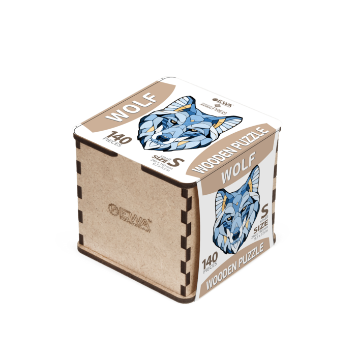 Eco Wood Art (EWA) Houten Legpuzzel Wolf, Size S, Houten Doos