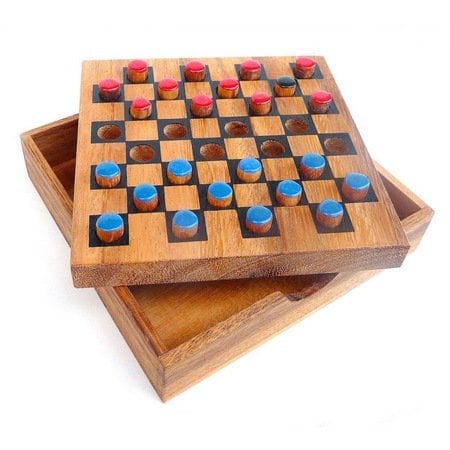 Logica Giochi Houten Bordspel Dammen, LG825, 14x14x3cm