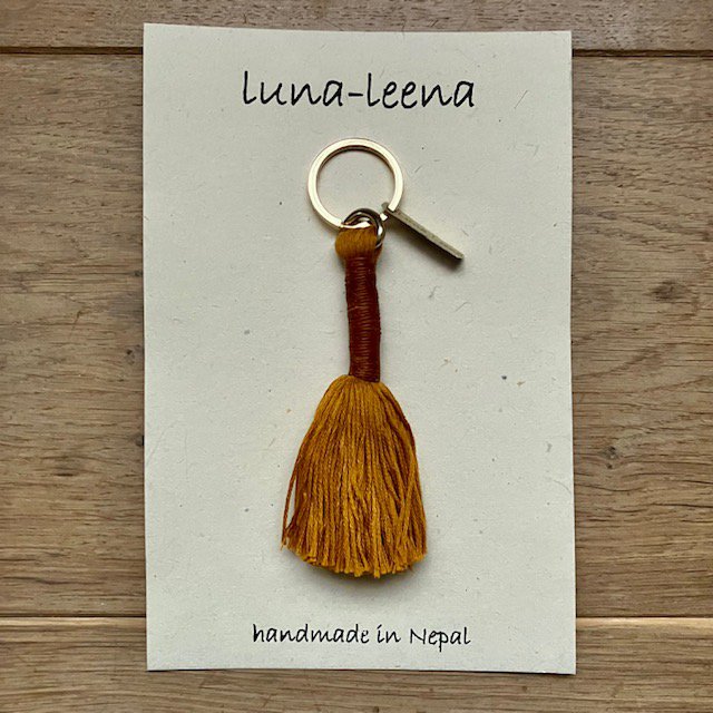 Luna-Leena Keychain Long Tassel Brown - Handgemaakt in Nepal