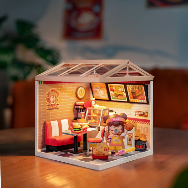 Robotime, DIY Huisje Super Creator Yum Yum Burgers, DW010, 16,3x16,3x15,2cm