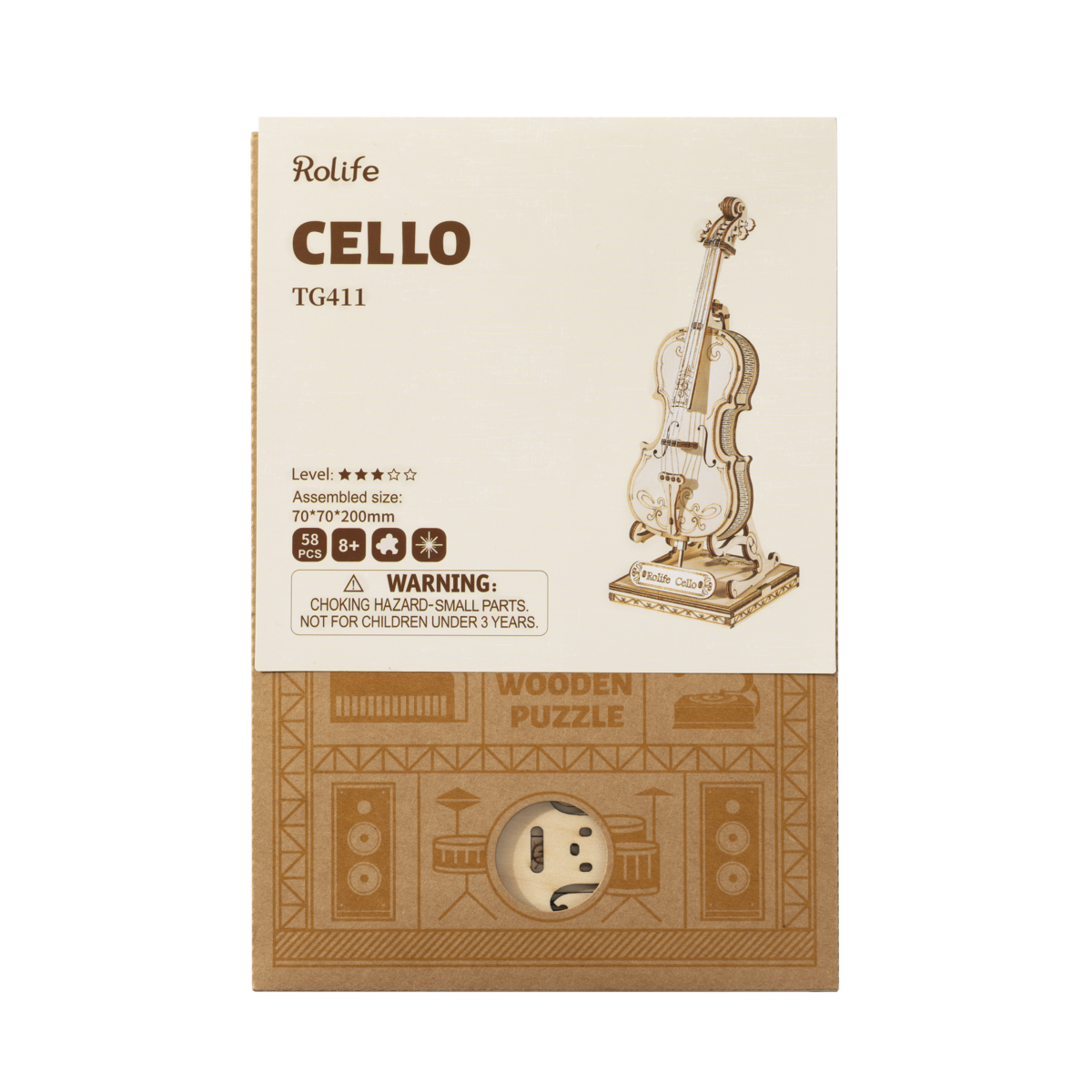 Robotime, 3D Houten Puzzel Muziekinstrument Cello