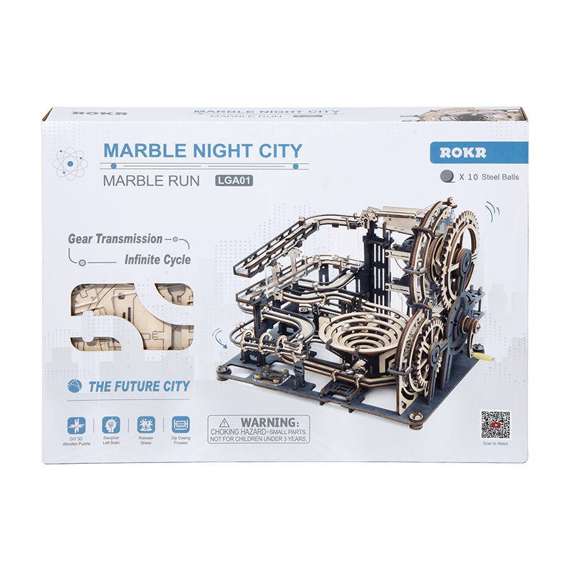 Robotime, 3D Houten Puzzel Knikkerbaan Marble Night City