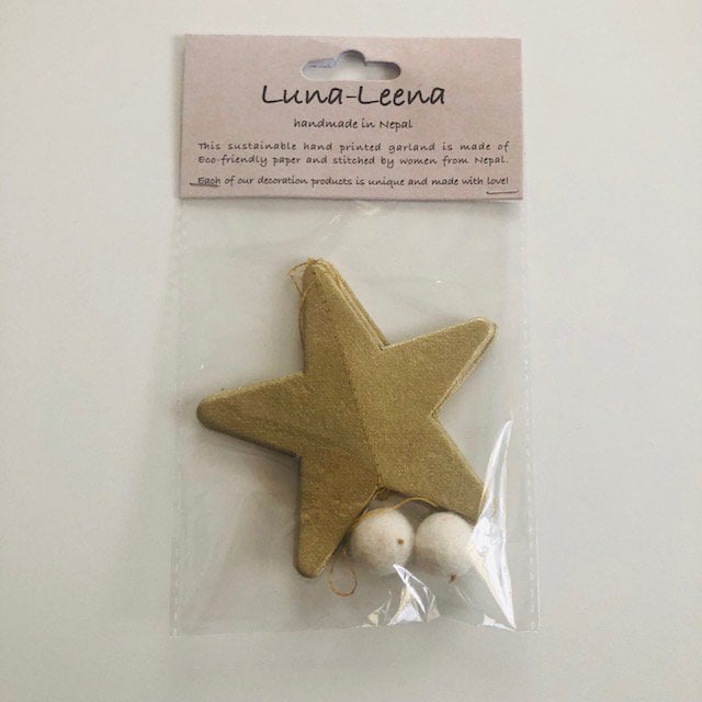 Luna-Leena sterrenslinger - Ecopapier - Goud - Handgemaakt in Nepal
