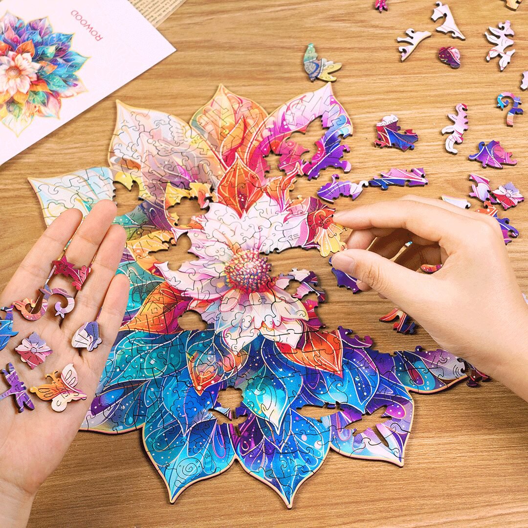 Robotime, Houten Legpuzzel Mystic Mandala Flower
