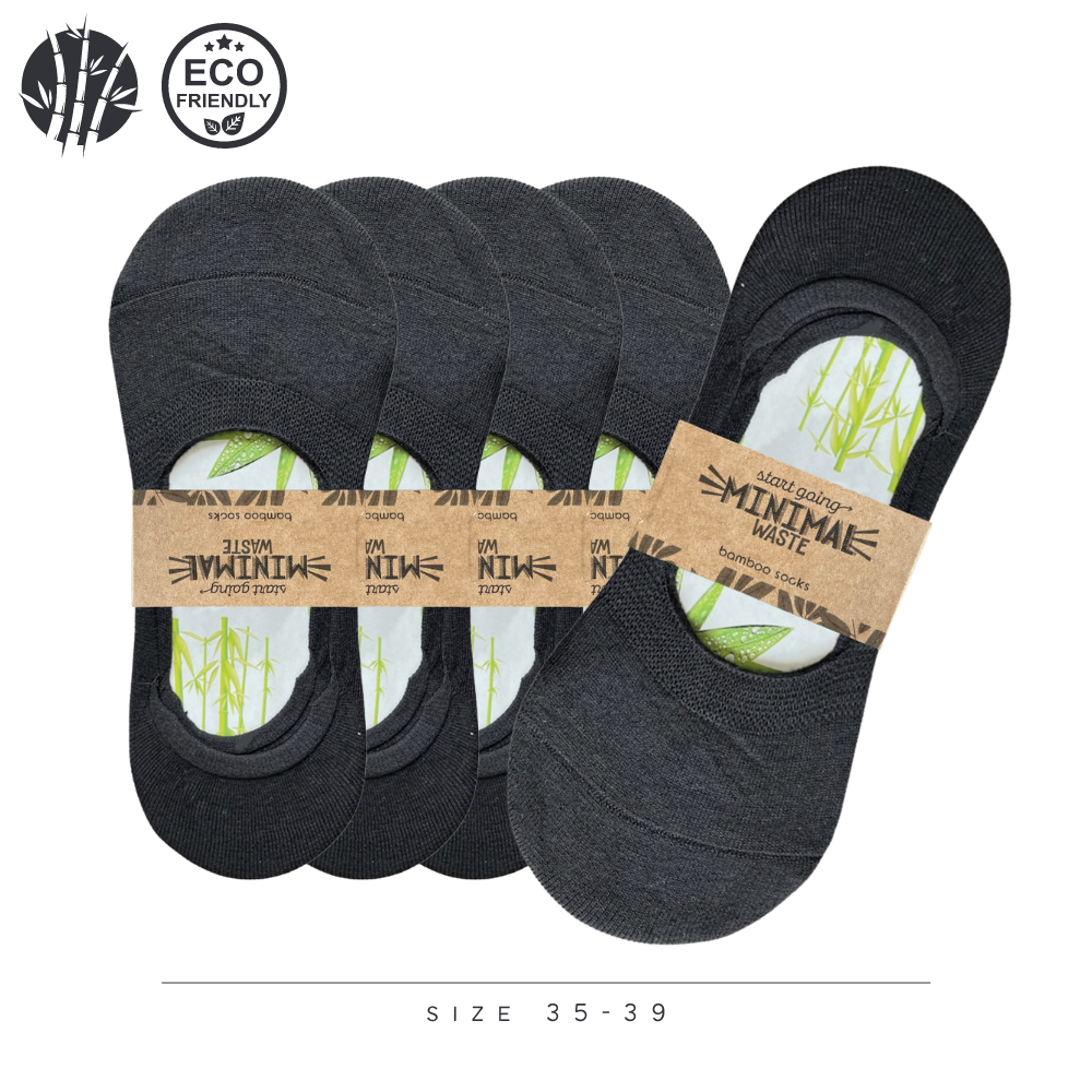 green-goose Bamboe Dames Footies - 10 paar - 85% Bamboe - Zwart - Maat 35-39