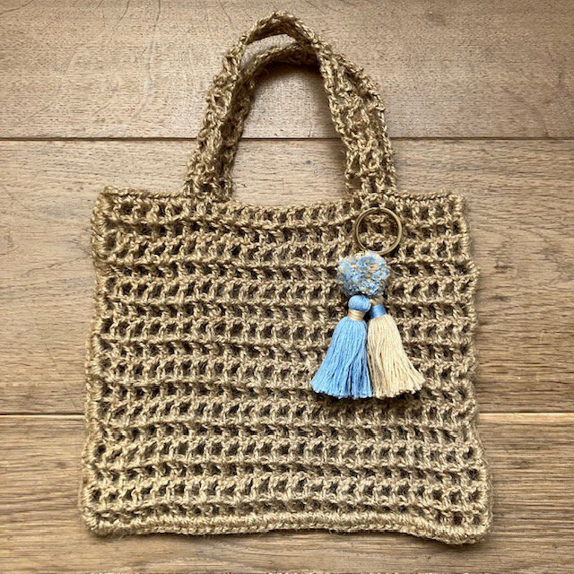 Luna-Leena Keychain Twin Tassels Blue/Sand - Handgemaakt in Nepal