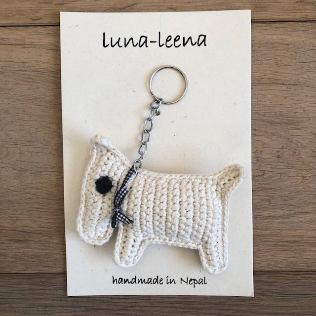 Luna -Leena Sleutelhanger hond Bobby - Biologisch katoen - Handgehaakt in Nepal