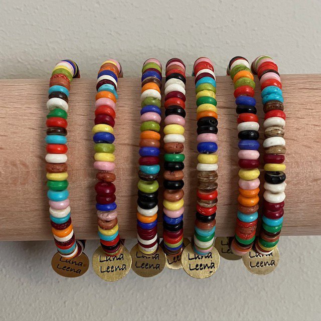 Luna-Leena armband - gerecyclede kralen - Multicolored - Handgemaakt in Nepal
