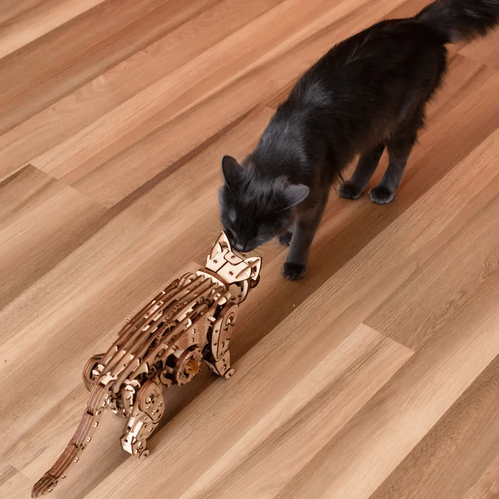 Eco Wood Art (EWA) 3D Houten Puzzel Mechanische Wilde Kat/ Wild Cat