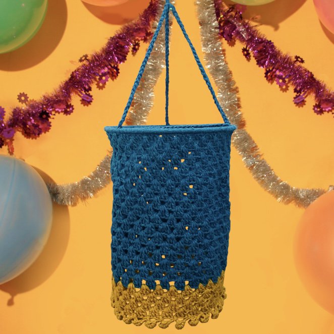Luna-Leena Lampion Crochet - Turquoise - Organisch katoen - Handhaak in Nepal
