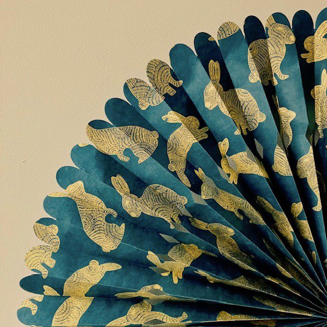 Luna-Leena Rosette - Eco-papier - Blauw/goud - Handgemaakt in Nepal