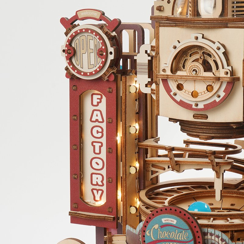 3D Houten Puzzel Knikkerbaan Marble Run Chocolate Factory, Robotime