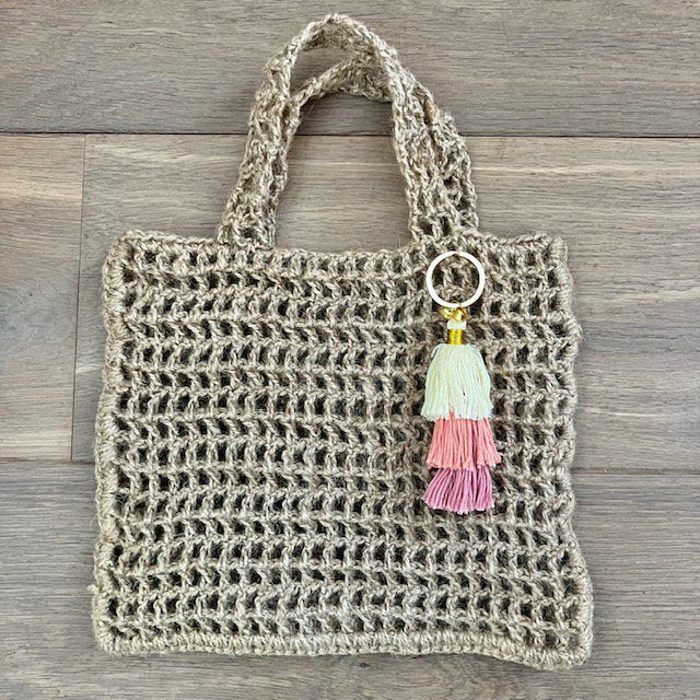 Luna-Leena Keychain Tassels - Old Pink - Organic Cotton - Handmade in Nepal