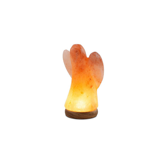 Himalaya Salt Dream Zoutlamp, USB, Engel Klein met Houten voet, met Ledlamp, 13 cm hoog