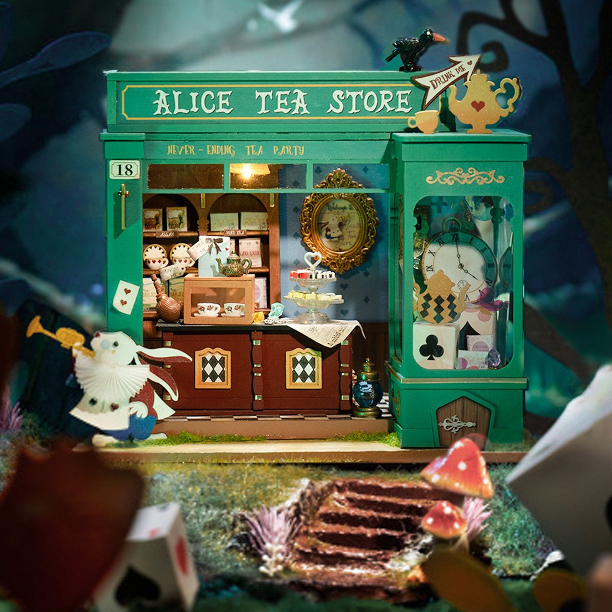 Robotime, DIY Huisje Alice's Tea Store met LED verlichting