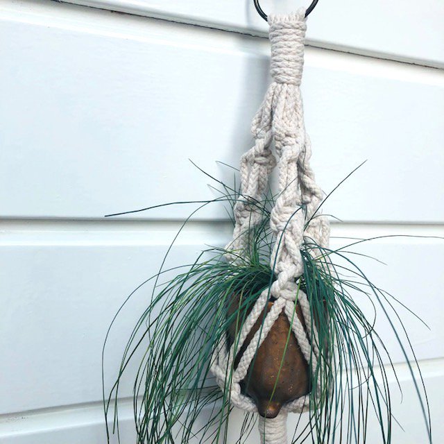 Luna-Leena plantenhanger mini macramé gebroken wit - Katoen - Handgemaakt in Nepal