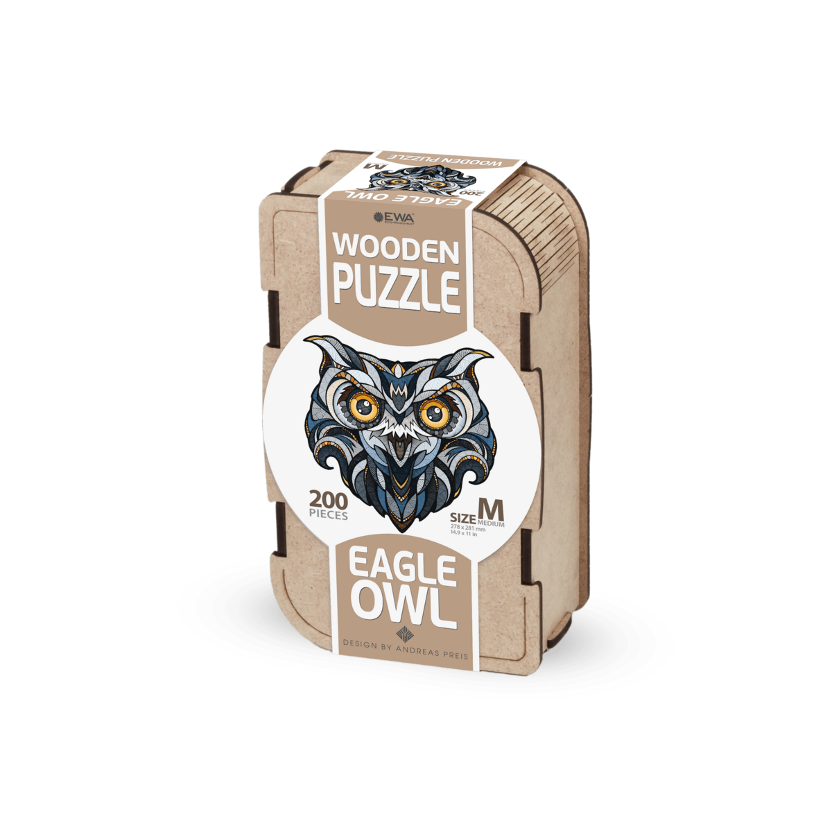 Eco Wood Art (EWA) ,Houten Legpuzzel Eagle-Owl, Size M, Houten Doos