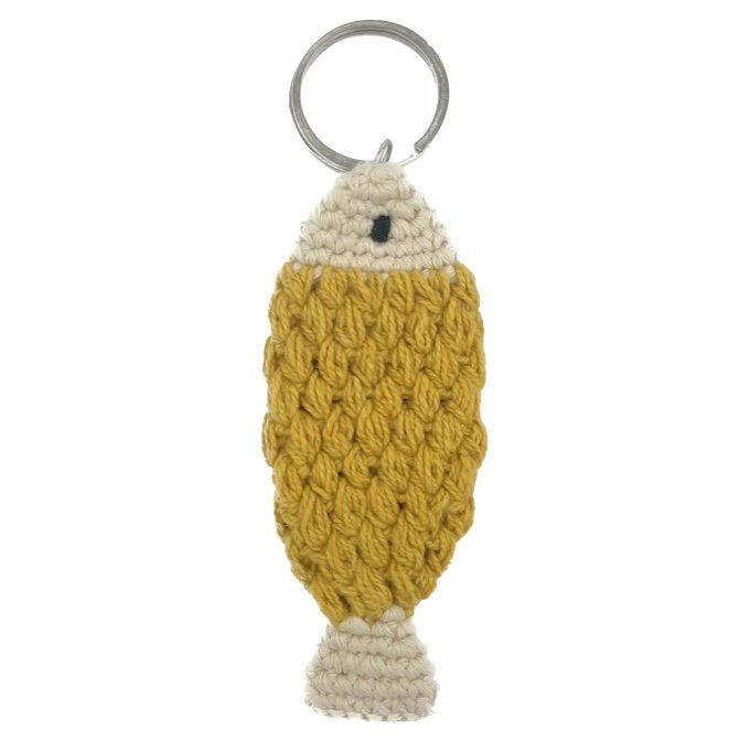 Luna-Leena Keychain Fish - Bag Charm - Geel - Organisch katoen - Handhaak in Nepal - Baghanger
