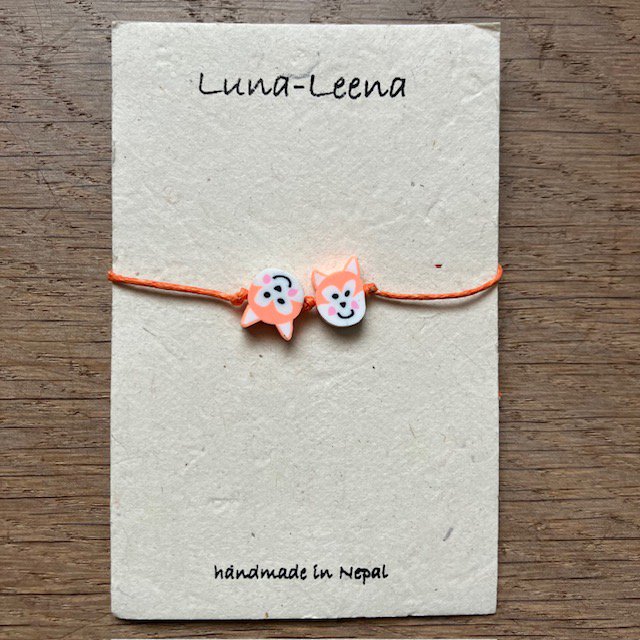 Luna-Leena - Kinderarmband - Vos - Oranje - Handgemaakt in Nepal