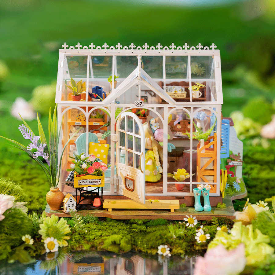 Robotime, DIY Dreamy Garden House met LED Verlichting, DG163, 19x19x24,5cm