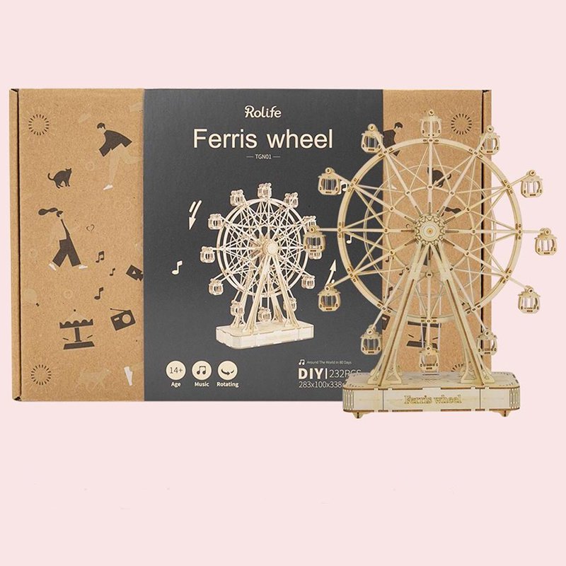 Robotime, 3D Puzzel Muziekdoos Hout Ferris Wheel