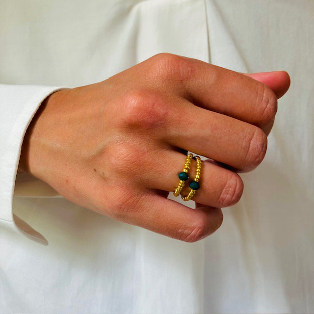 Luna-Leena - Ring - Groen/goud - Handgemaakt in Nepal