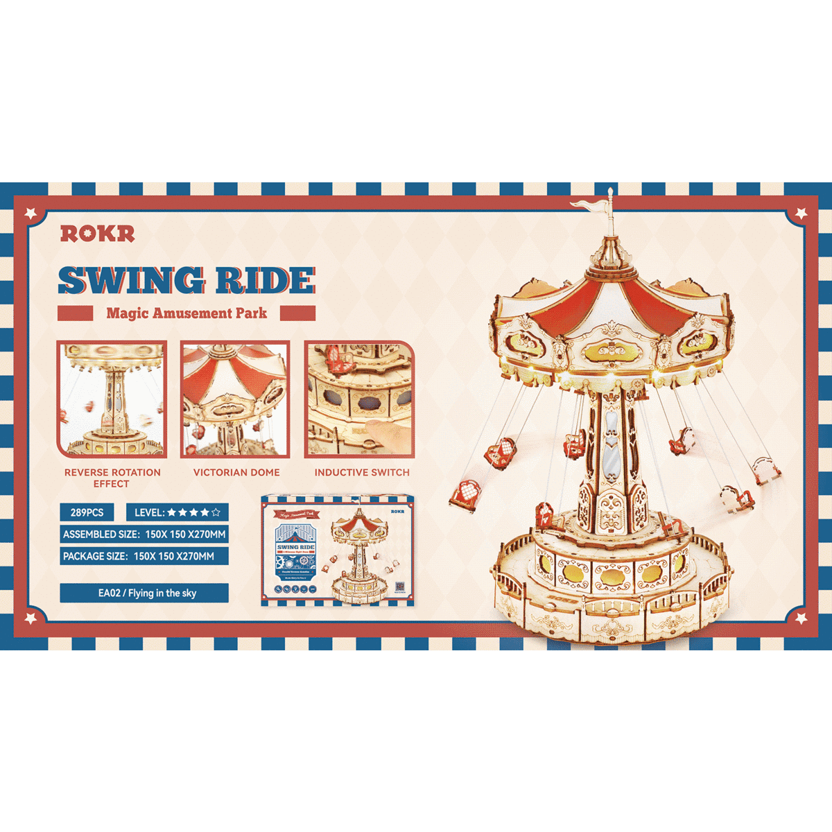 Robotime, Muziekdoos Hout DIY 3D Puzzel Swing Ride