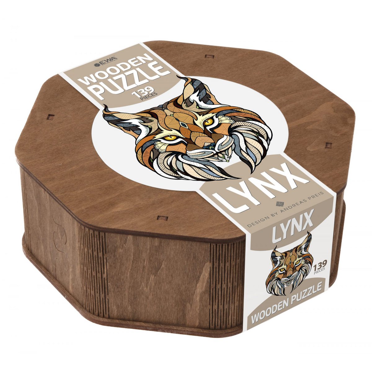 Eco Wood Art (EWA) Houten Legpuzzel Lynx, houten doos