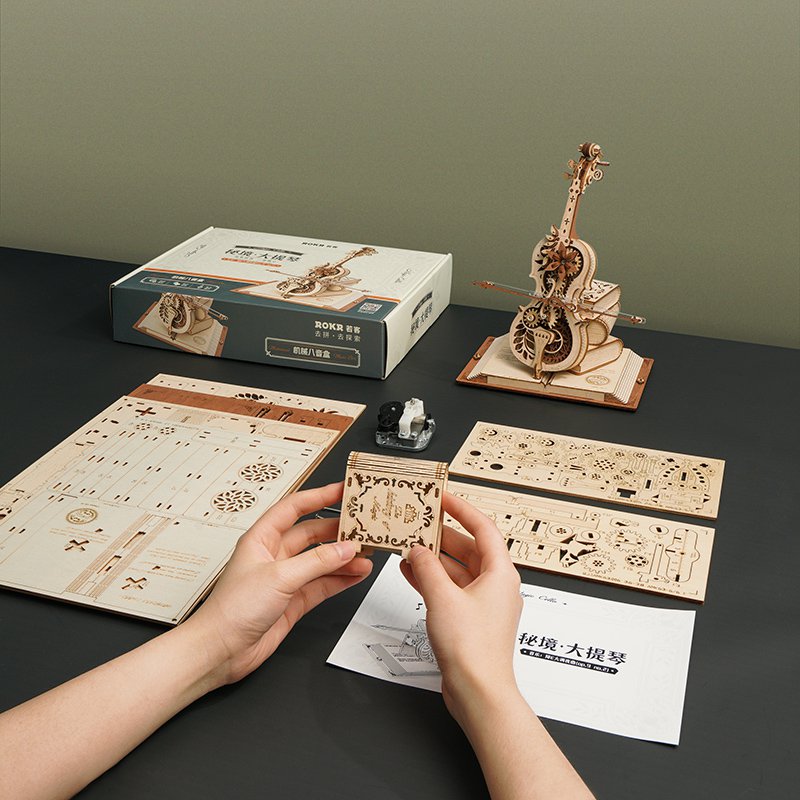 Robotime, Muziekdoos Hout DIY 3D Puzzel Magic Cello